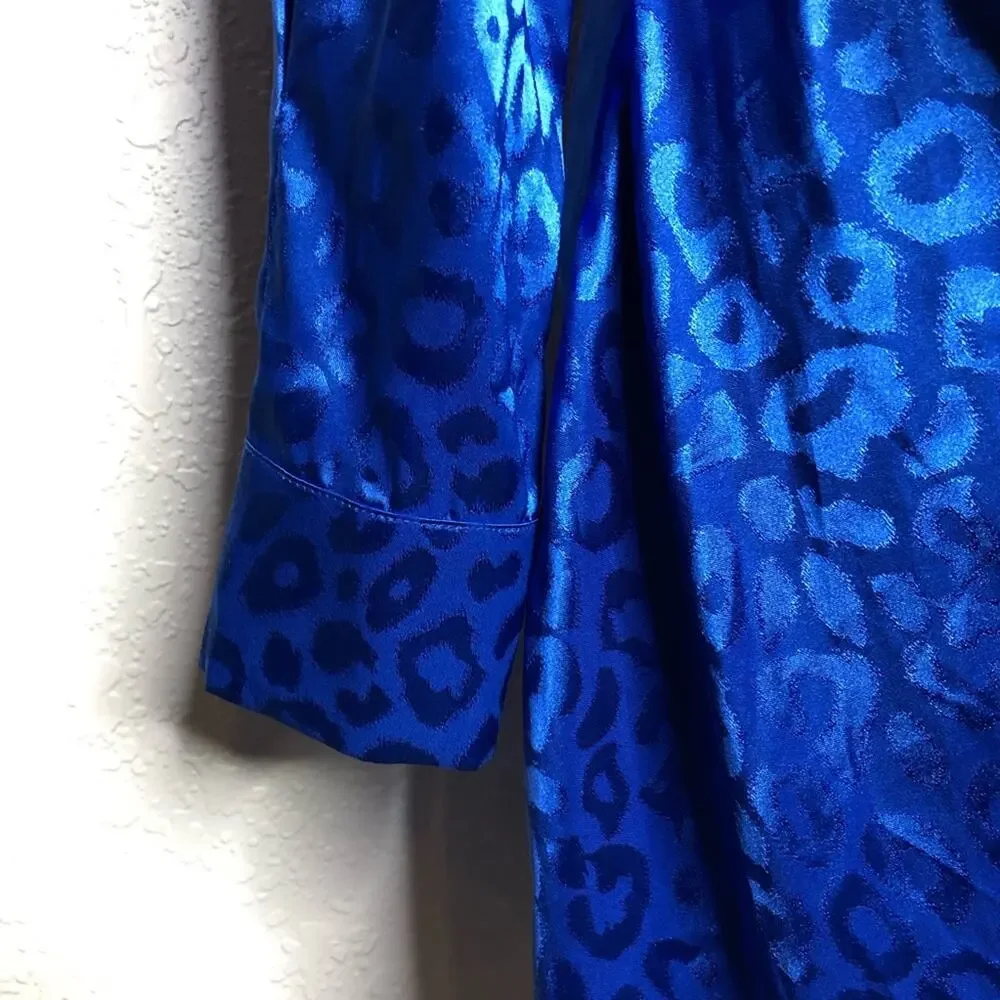 Adelyn Rae bright blue leopard print side drape dress size Large